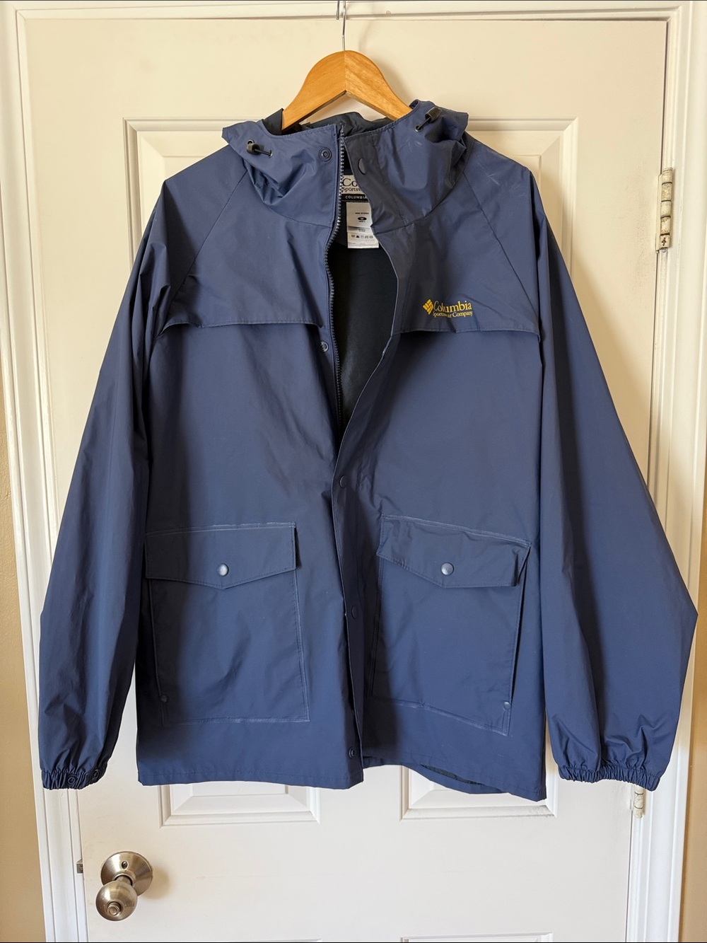 Columbia Men's Navy Waterproof Hooded Raincoat